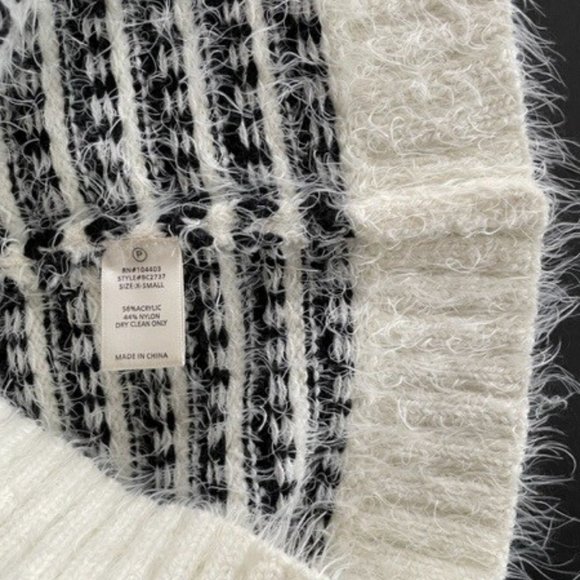 J.O.A. Los Angeles  COZY FUZZY BLACK & WHITE PULLOVER SWEATER  X-Small - Picture 4 of 5